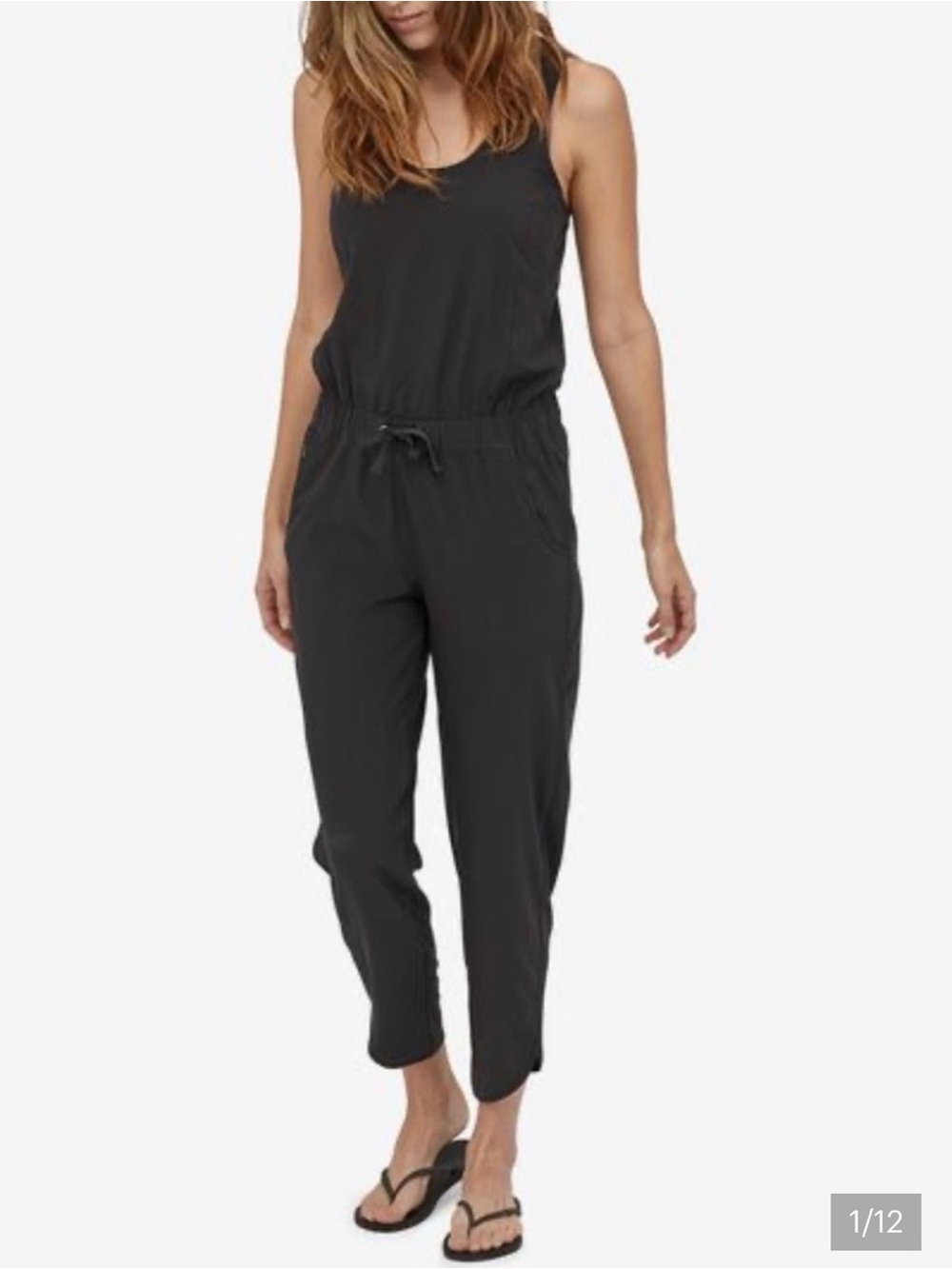 Patagonia Black Sleeveless Drawstring-Waist Jumpsuit